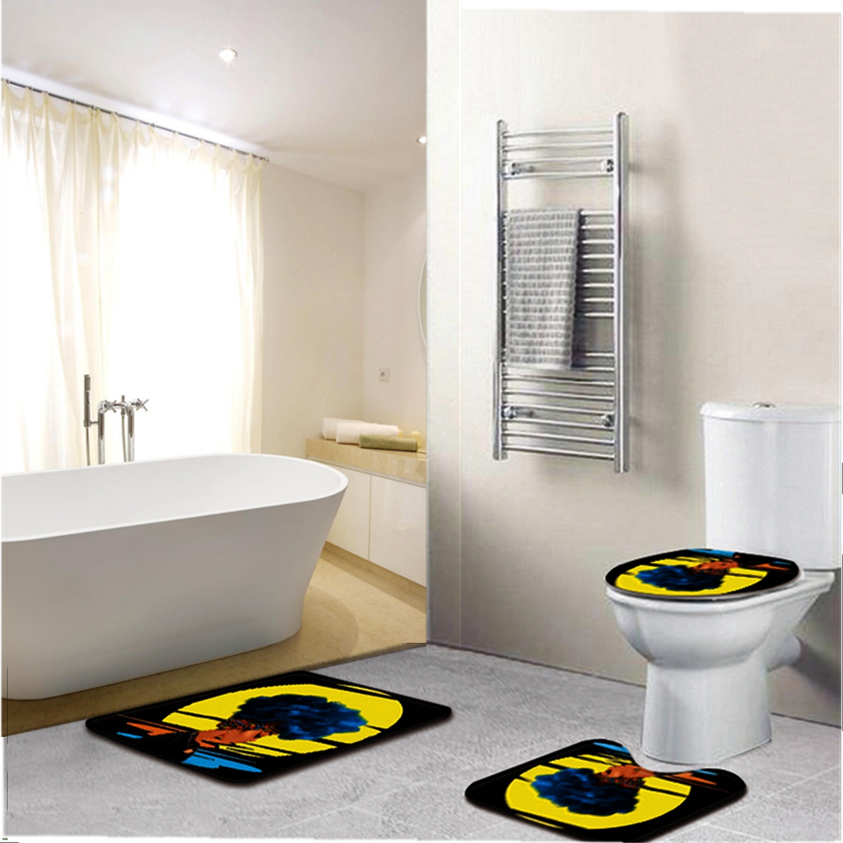 180x180cm Waterproof Bamboo Bathroom Shower Curtain Non-Slip Toilet Cover v 180x180cm Waterproof Bamboo Bathroom Shower Curtain Non-Slip Toilet Cover v